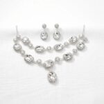 Silver finish zirconia necklace set with earrings