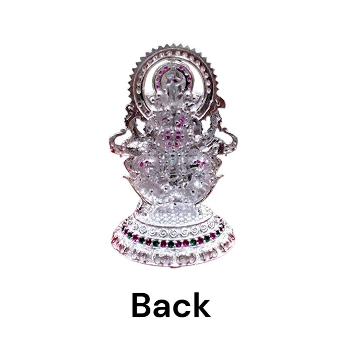 Back profile view of the silver Idol of Ganesh