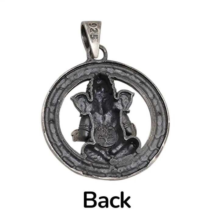Backside profile of stamped 925 sterling silver Ganesha Pendant