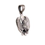 Side profile view of Pure silver Khanda Sahib Pendant for everyday wearing