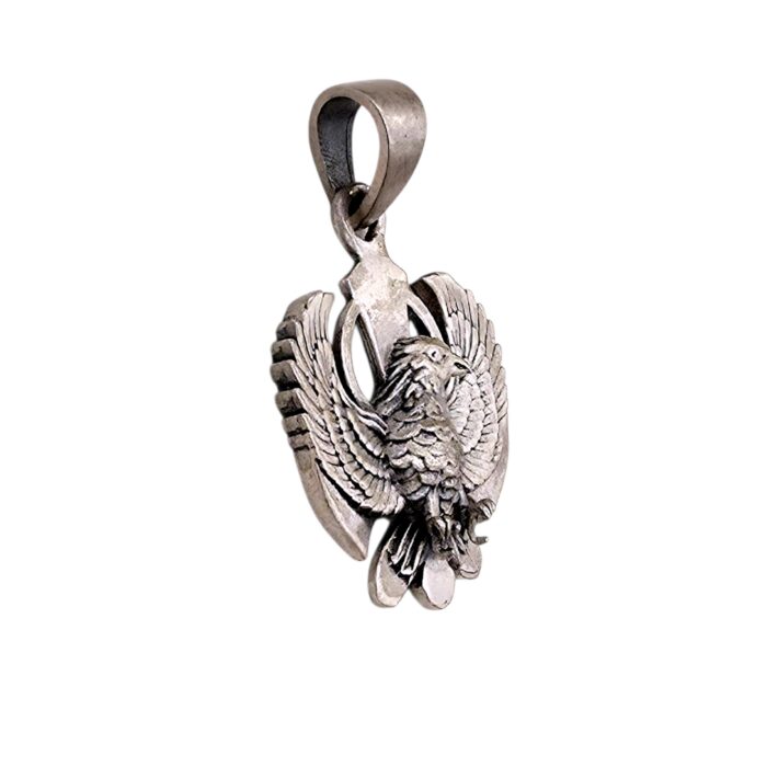 Side profile view of Pure silver Khanda Sahib Pendant for everyday wearing