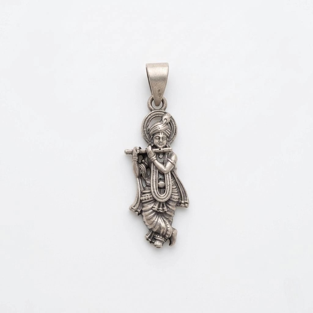 Krishna Pendant in 925 sterling silver Pure silver Krishna Pendant | Unisex religious pendant