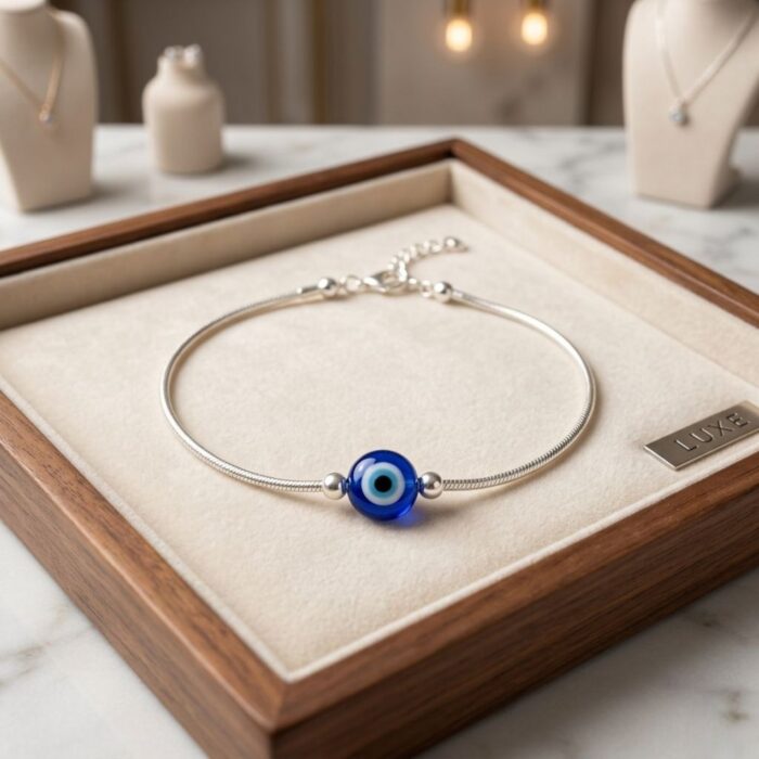 Pure Silver Evil eye Anklet | Nazaria Payal for Adults