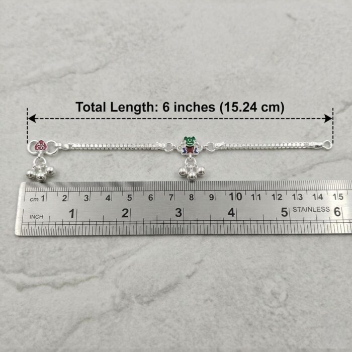 Pair of Pure Silver Anklet - 6 inch | Pure silver anklet for baby - Image 5