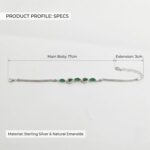 Dimensions of sterling silver bracelet embedded with emerald green zirconia stones