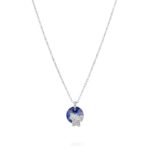 Sterling Silver Necklace with Zirconia Blue Sapphire stone
