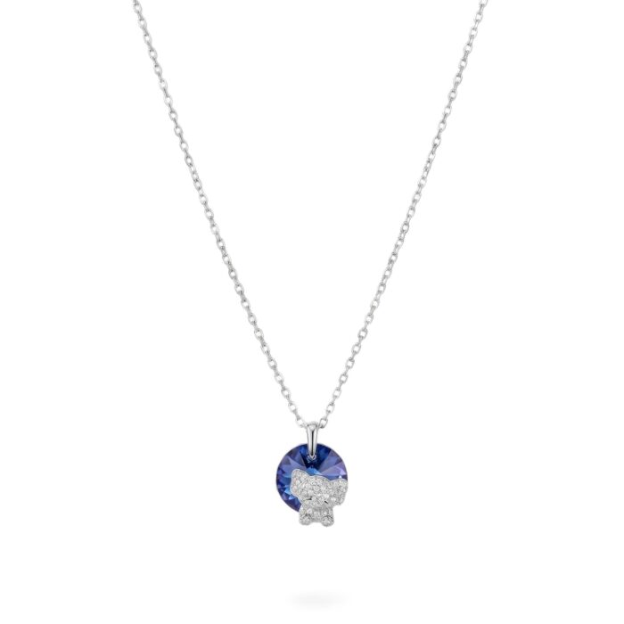 Sterling Silver Necklace with Zirconia Blue Sapphire stone
