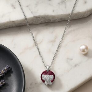 Elegant yet stylish Rhodium plated necklace | Sterling silver necklace for Her