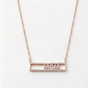Mom pendant slider bar necklace rose gold sterling silver