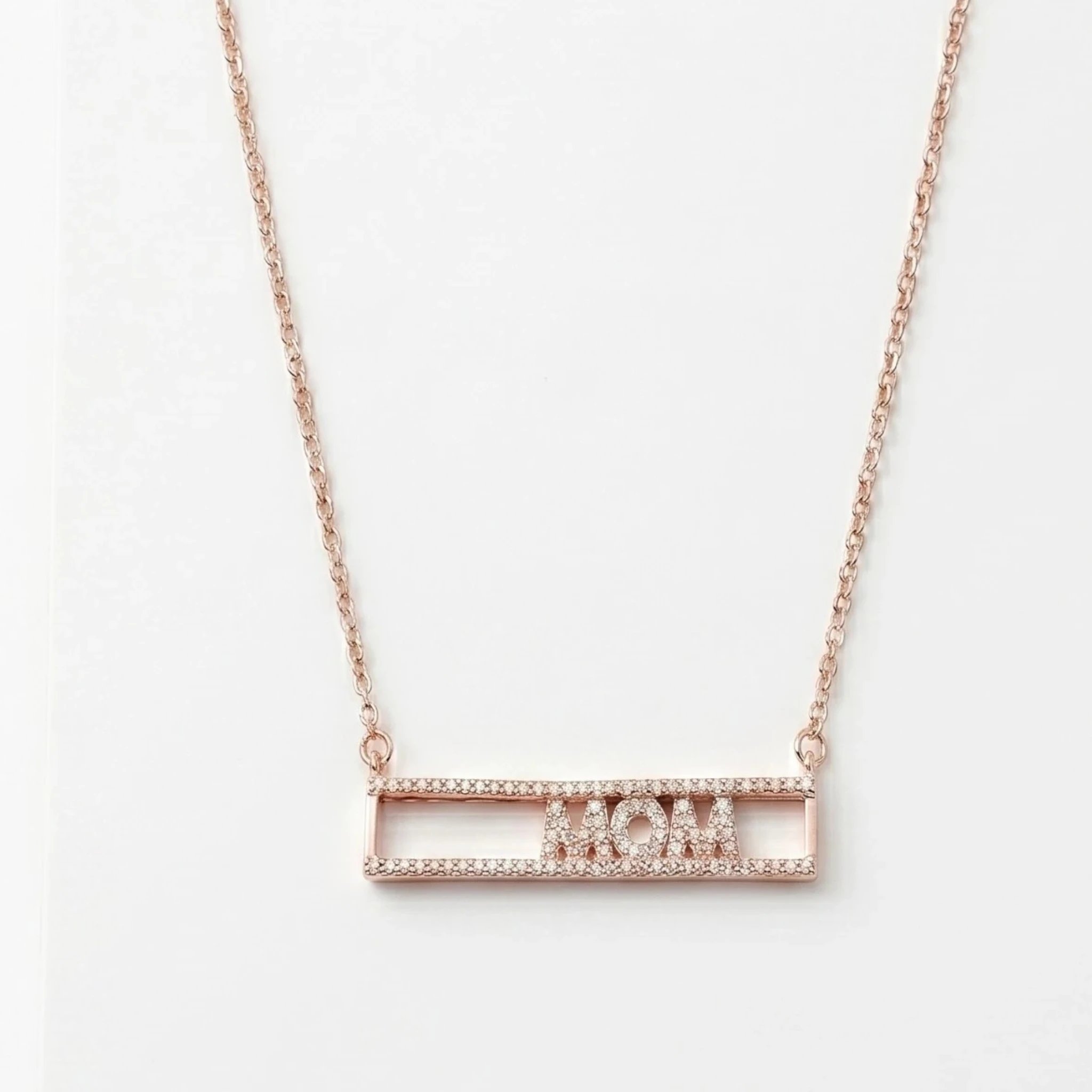 Adjustable slider necklace with sliding MOM letters Mom pendant slider bar necklace rose gold sterling silver