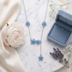 Silver Necklace with Flowers - Blue | 925 Sterling Silver Necklace | Gift for her