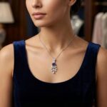 Model wearing rhodium finish sterling silver Necklace