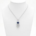 Close up of the rhodium finish sterling silver necklace