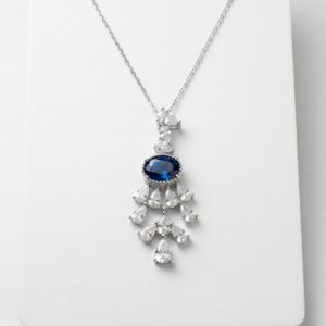 Blue Sapphire Pendant and Chain | 925 Sterling Silver necklace