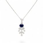 Sterling silver Pendant with chain set | Blue Zirconia Sapphire Stone