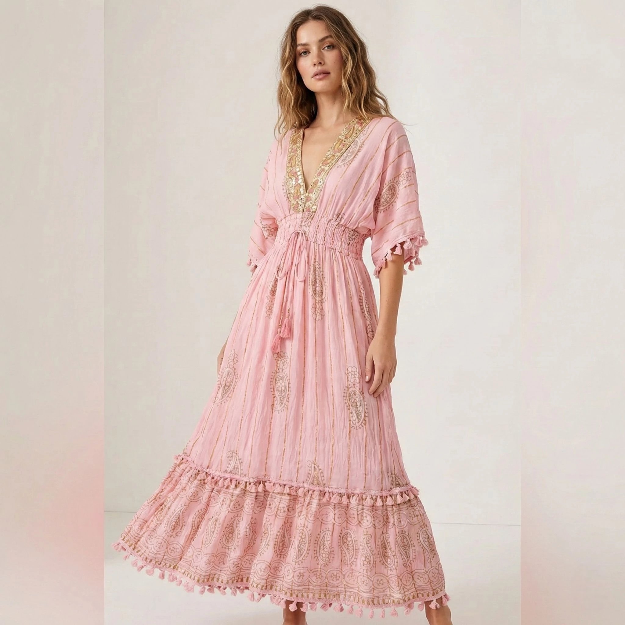Maxi Dress for Women | Premium Viscose Crepe Long Indian Dress Luxury boho maxi dress for women | Long Indian viscose crepe dress
