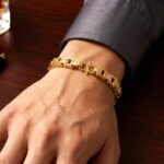 Elegant Link Chain Bracelet | Metal Rakhi for bhai | Gold Plated Bracelet for Men - Image 2