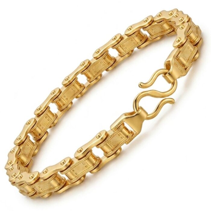Elegant Link Chain Bracelet | Metal Rakhi for bhai | Gold Plated Bracelet for Men - Image 6