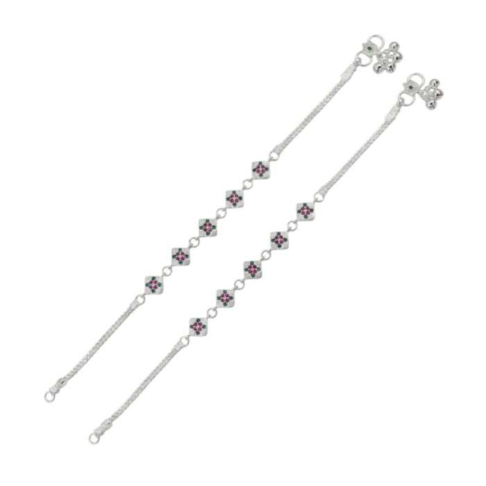 Pair of Pure Silver Anklets - 10.5 inch | Pure silver ankle bracelet - Image 3