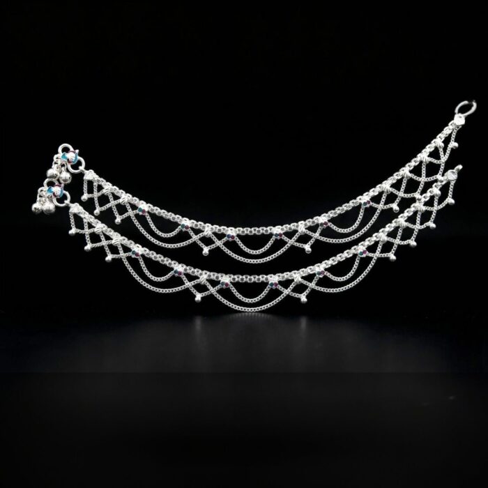 Pair of Pure Sterling Silver Anklets | 10.5 inch Silver Anklet for Adults - Image 2
