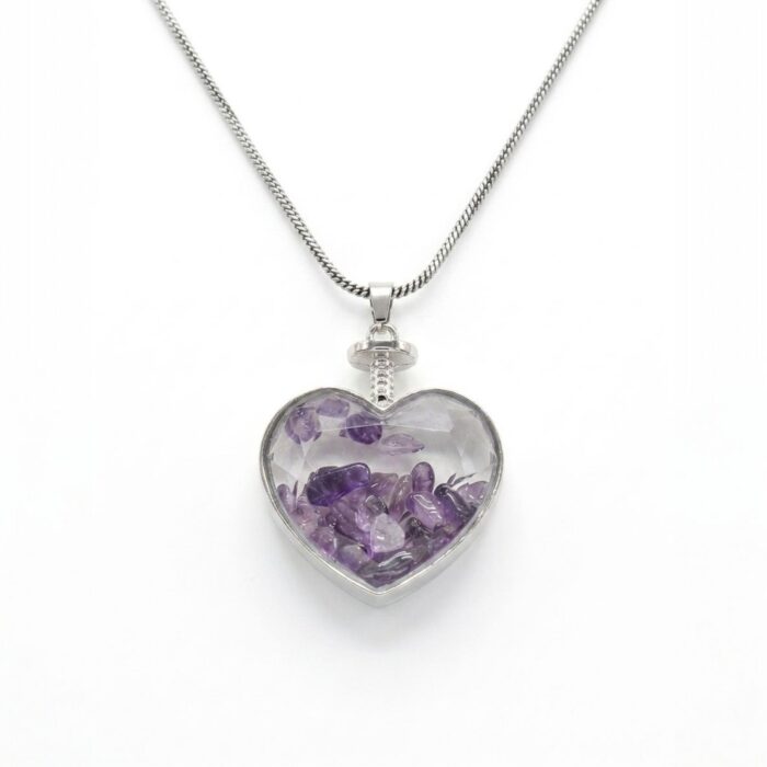 Amethyst natural stone necklace - Heart - Image 2