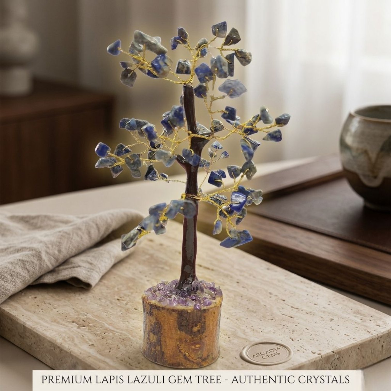 1778688899810.jpg Crystal Healing Energy & Feng Shui Décor | Lapis Lazuli crystal gemstone tree - Small - Image 1