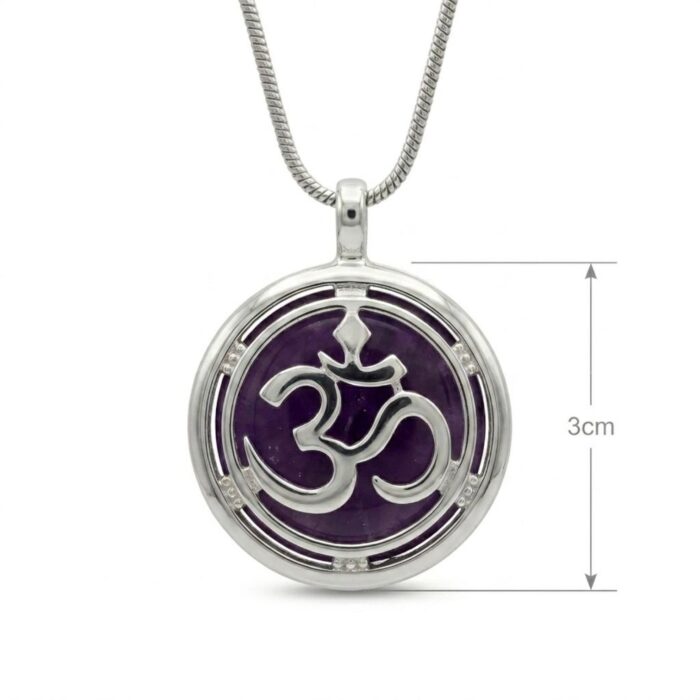 Amethyst natural stone necklace - Om - Image 3