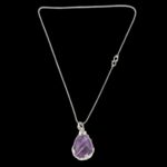 Amethyst natural stone necklace - Oval - Image 4