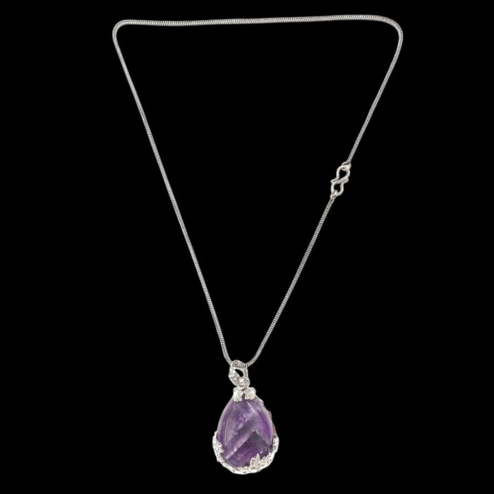 Amethyst natural stone necklace - Oval - Image 4
