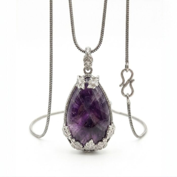 Amethyst natural stone necklace - Oval - Image 3