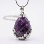 Amethyst natural stone necklace - Oval