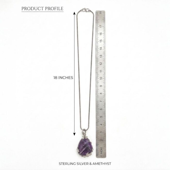Amethyst natural stone necklace - Oval - Image 7