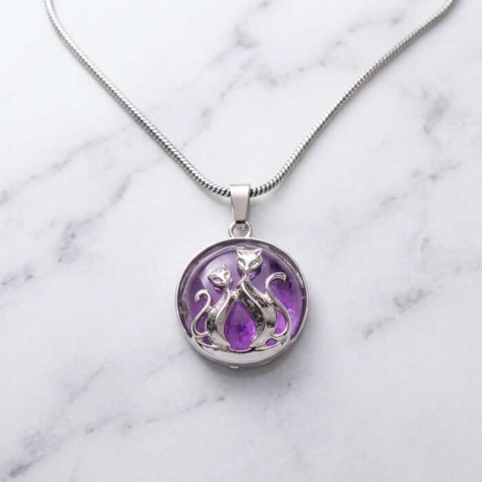 Amethyst natural stone necklace - Cat - Image 4
