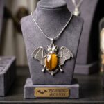 Tiger Eye Crystal in Bat Pendant Necklace - Image 5