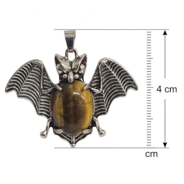 Tiger Eye Crystal in Bat Pendant Necklace - Image 2