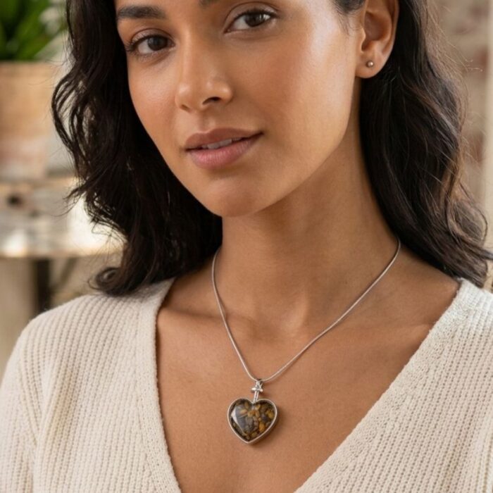 Tiger Eye Stone Heart Pendant | Natural Stone Necklace - Image 2