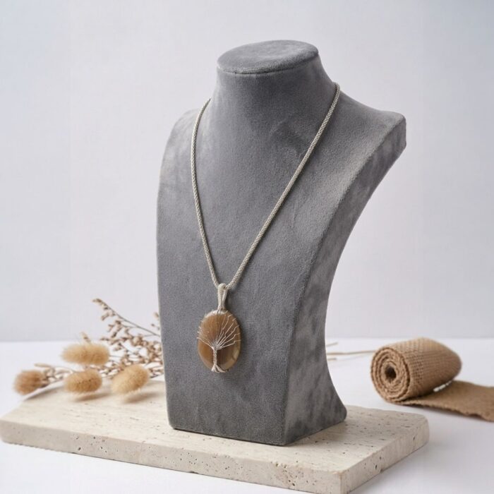 TIGER EYE GEMSTONE - OVAL - TREE OF LIFE WIRE WRAPPED PENDANT - Image 3