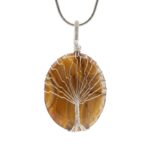 TIGER EYE GEMSTONE - OVAL - TREE OF LIFE WIRE WRAPPED PENDANT