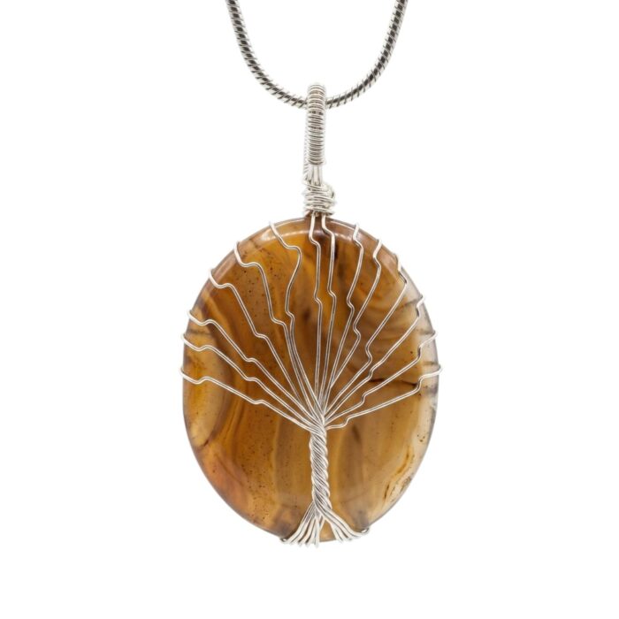 TIGER EYE GEMSTONE - OVAL - TREE OF LIFE WIRE WRAPPED PENDANT - Image 6