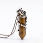 Tiger Eye Gemstone Crystal Point Pendant necklace