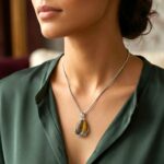 Large Teardrop Natural Tiger Eye Pendant Crystal Necklace - Image 3