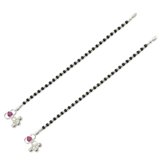 Pair of Pure Silver Anklet - 8 inch | Pure silver ankle bracelet - Image 2