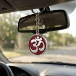 Handcrafted OM Keychain - Maroon | OM Hanging for car - Image 3