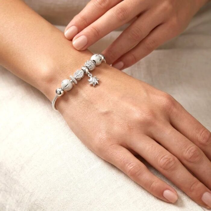 Silver Bead Charms Bracelet | Gift for her - Image 2
