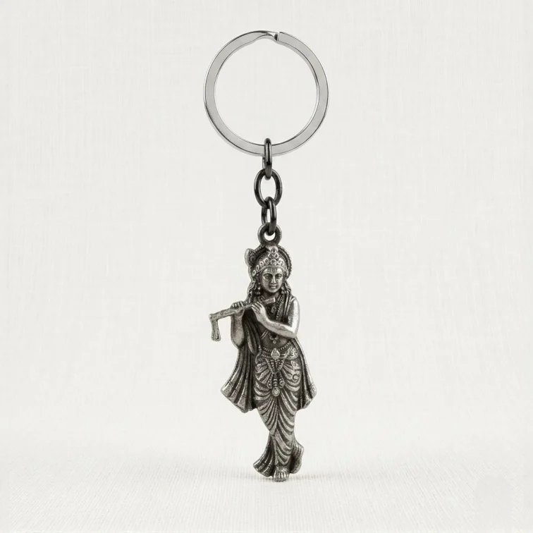 1779201807544.webp Handcrafted Standing Krishna Keychain - Black | Krishna Hanging - Image 1