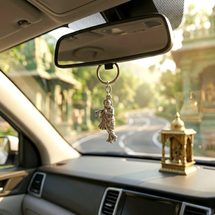 Handcrafted Standing Krishna Keychain - Steel | Krishna Hanging - Image 3