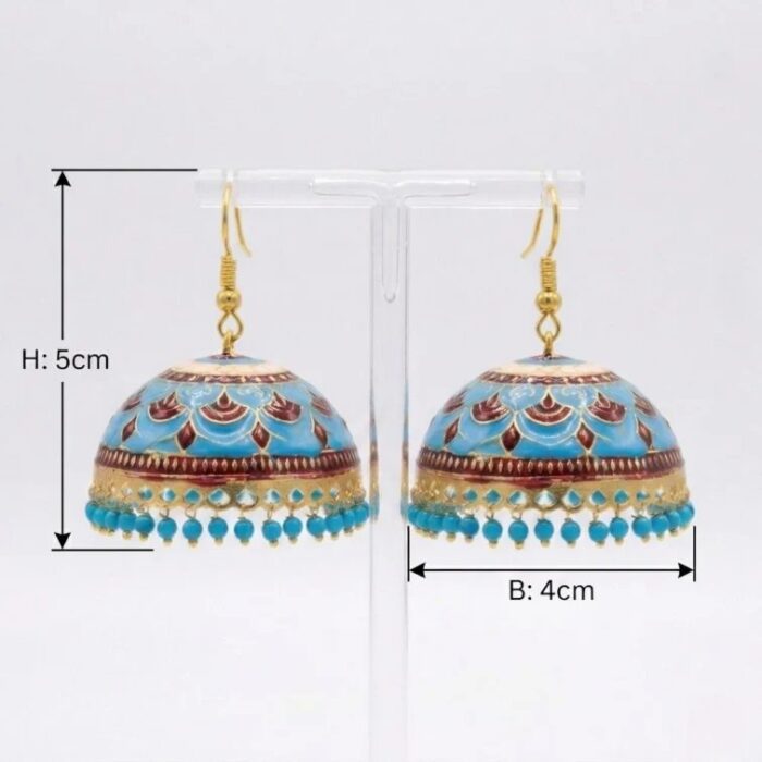 Meenakari Big Jhumkas | Party Wear Dangler Earrings - Image 4
