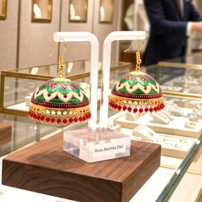 Meenakari Big Jhumkas | Party Wear Dangler Earrings - Image 3