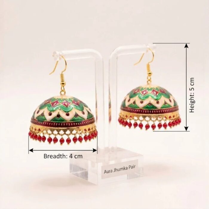 Meenakari Big Jhumkas | Party Wear Dangler Earrings - Image 4