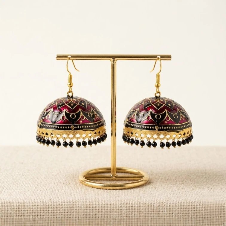 1779446349073.webp Meenakari Big Jhumkas | Party Wear Dangler Earrings - Image 1